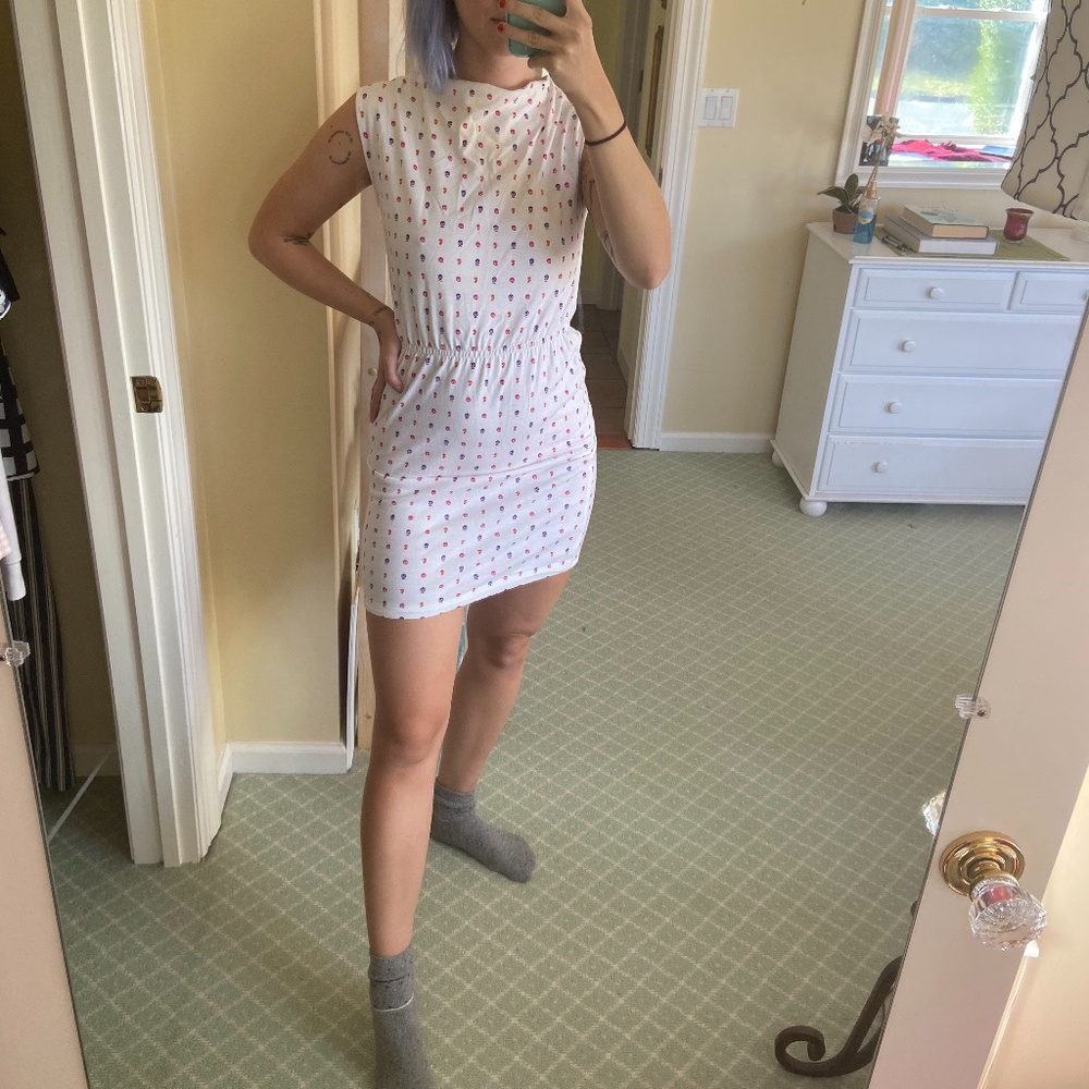 Custom Made Skeleton Print Mini Dress, S/M